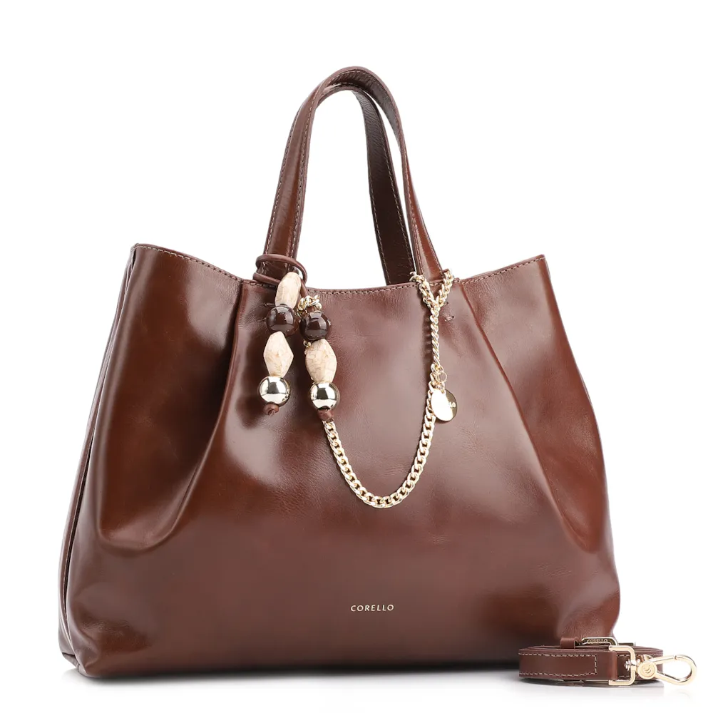 Bolsa Tote Bag Charm Couro Marrom - imagem 2