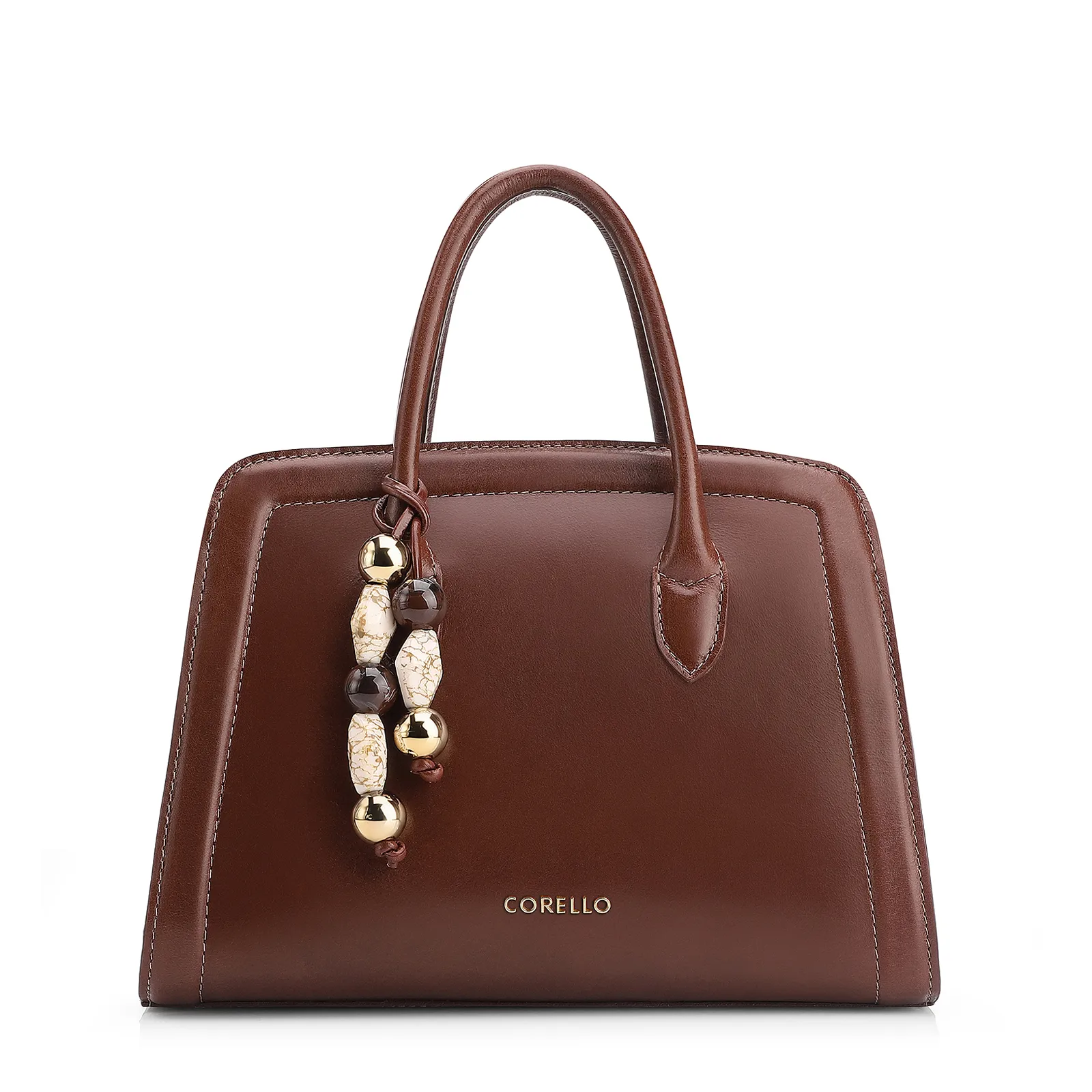 Bolsa Tote Bag Charm Couro Marrom