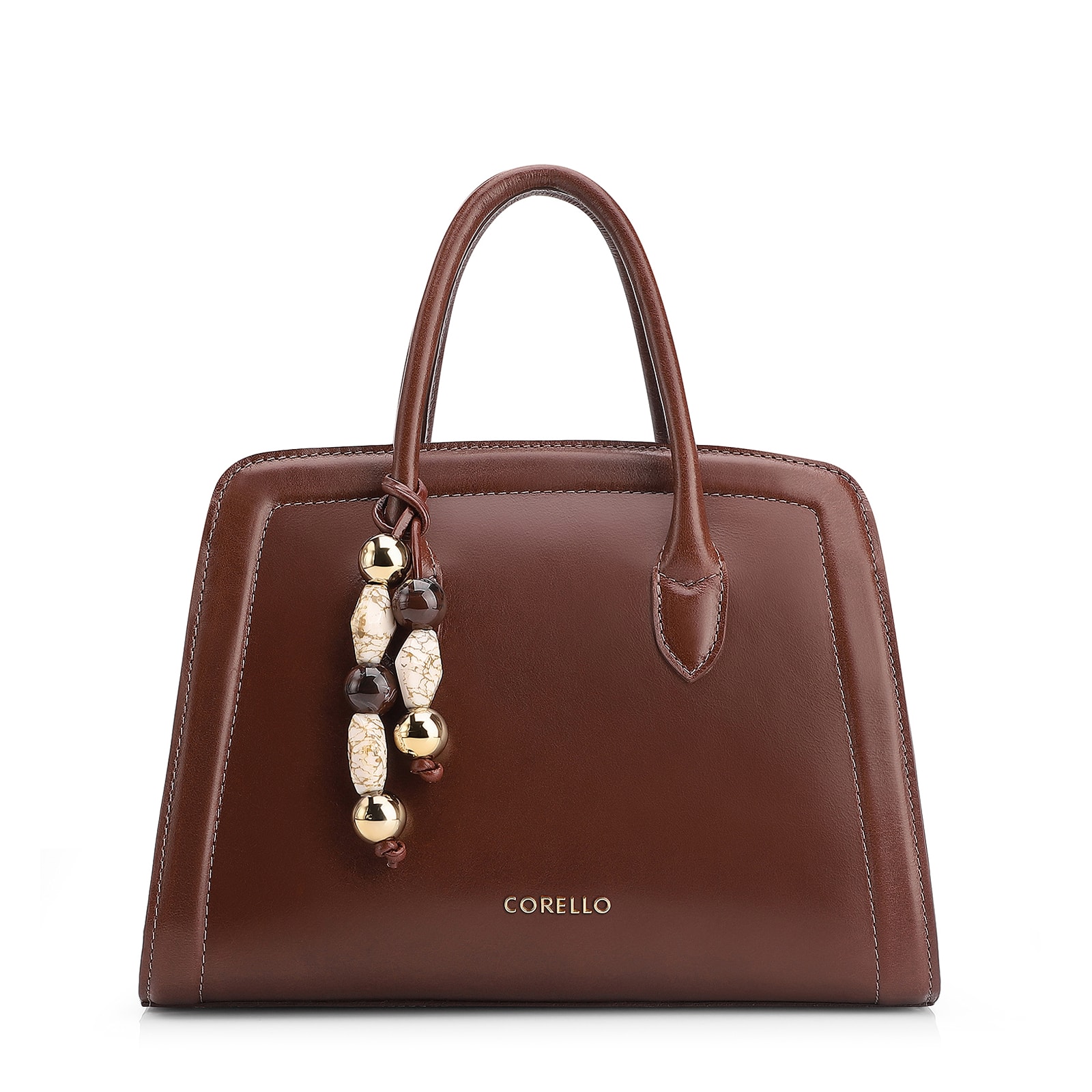 Bolsa Tote Bag Charm Couro Marrom