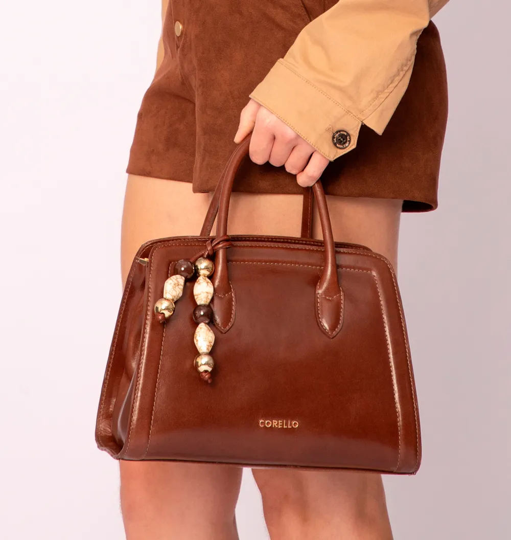 Bolsa Tote Bag Charm Couro Marrom - imagem 2