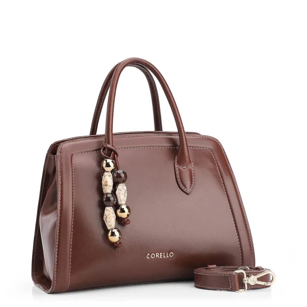 Bolsa Tote Bag Charm Couro Marrom - imagem 3
