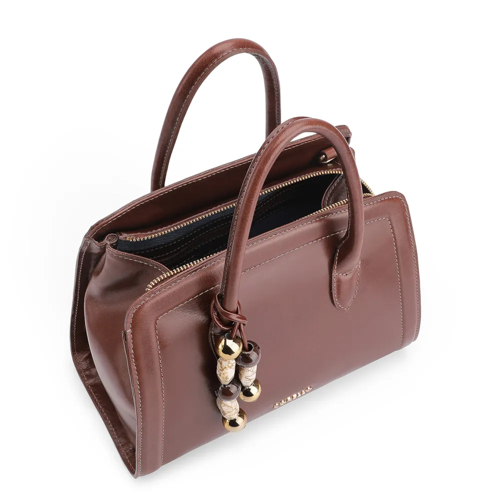 Bolsa Tote Bag Charm Couro Marrom - imagem 5