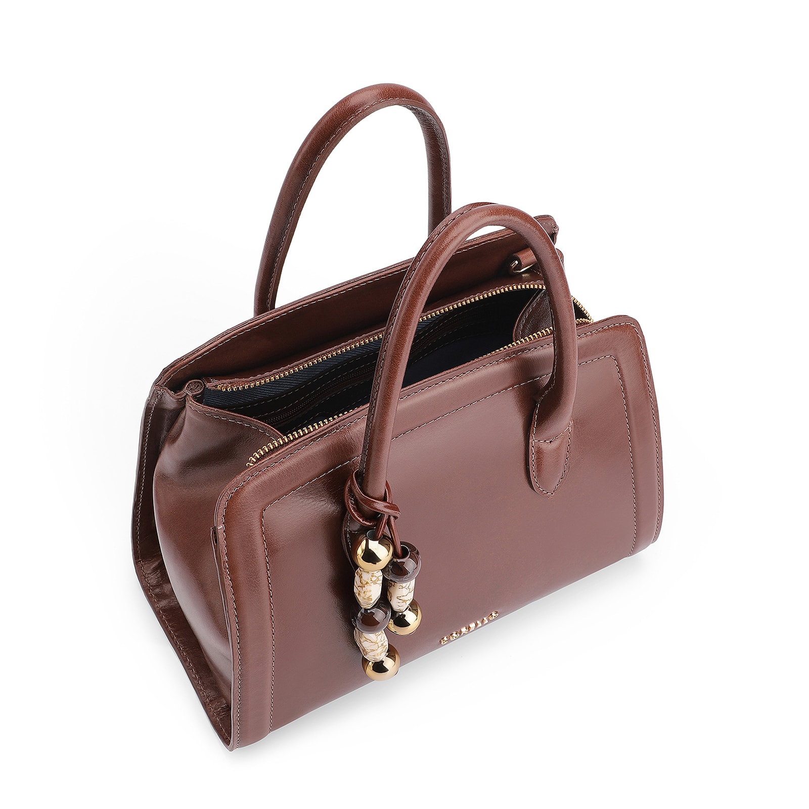 Bolsa Tote Bag Charm Couro Marrom