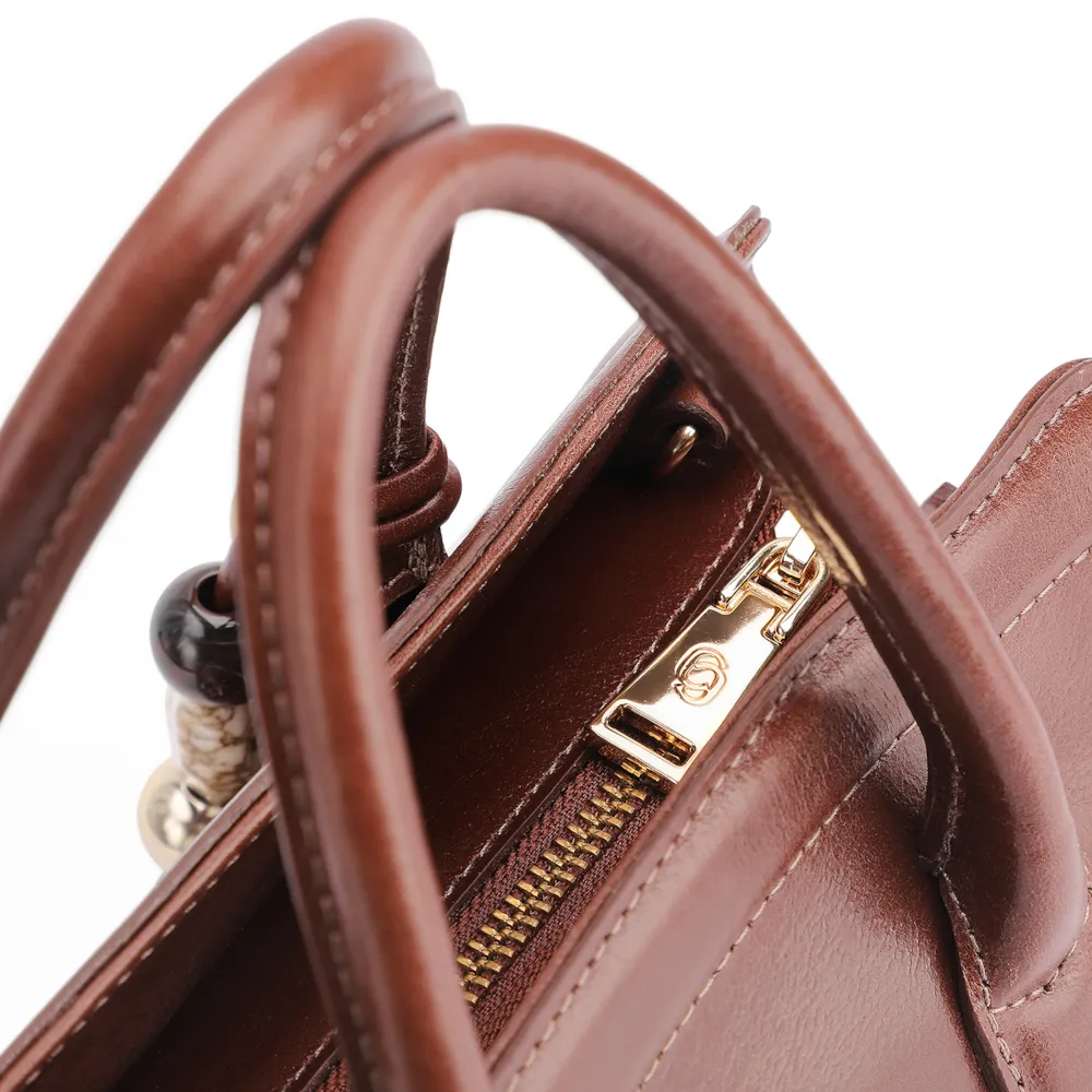 Bolsa Tote Bag Charm Couro Marrom - imagem 6