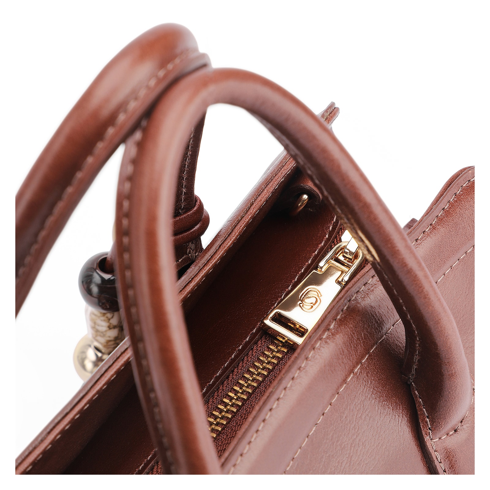 Bolsa Tote Bag Charm Couro Marrom