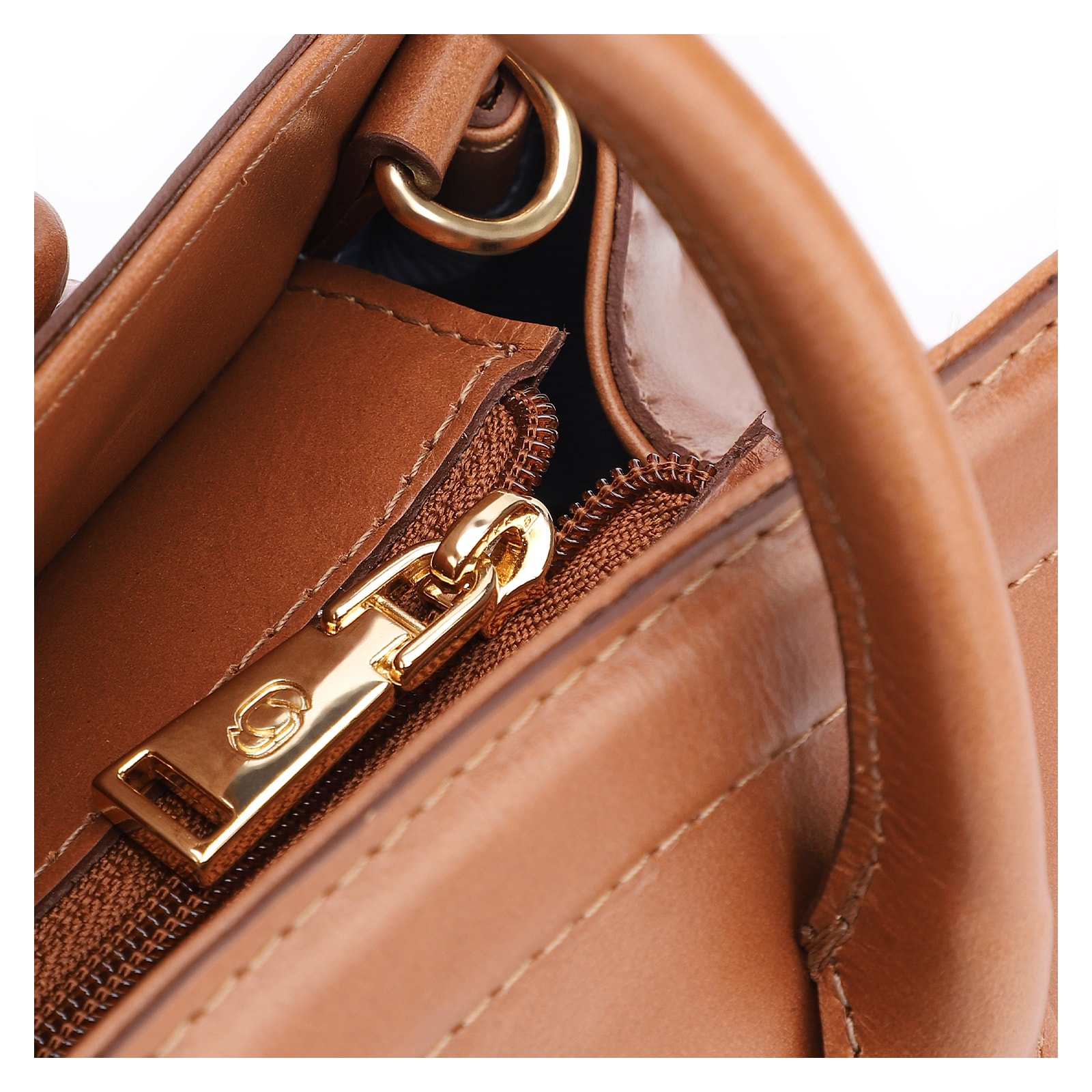 Bolsa Tote Bag Charm Couro Marrom Claro
