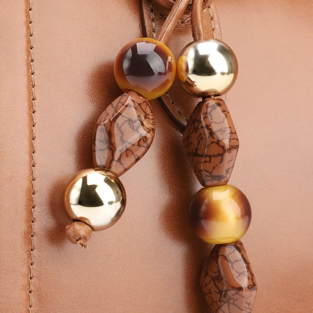 Bolsa Tote Bag Charm Couro Marrom Claro - imagem 7