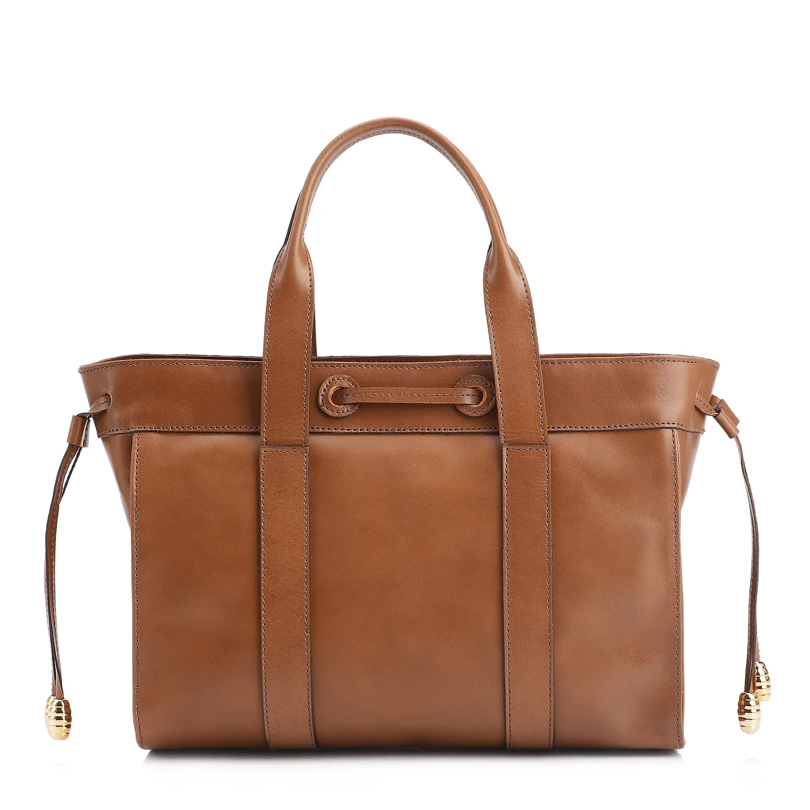 Bolsa Tote Bag Charm Couro Marrom Claro