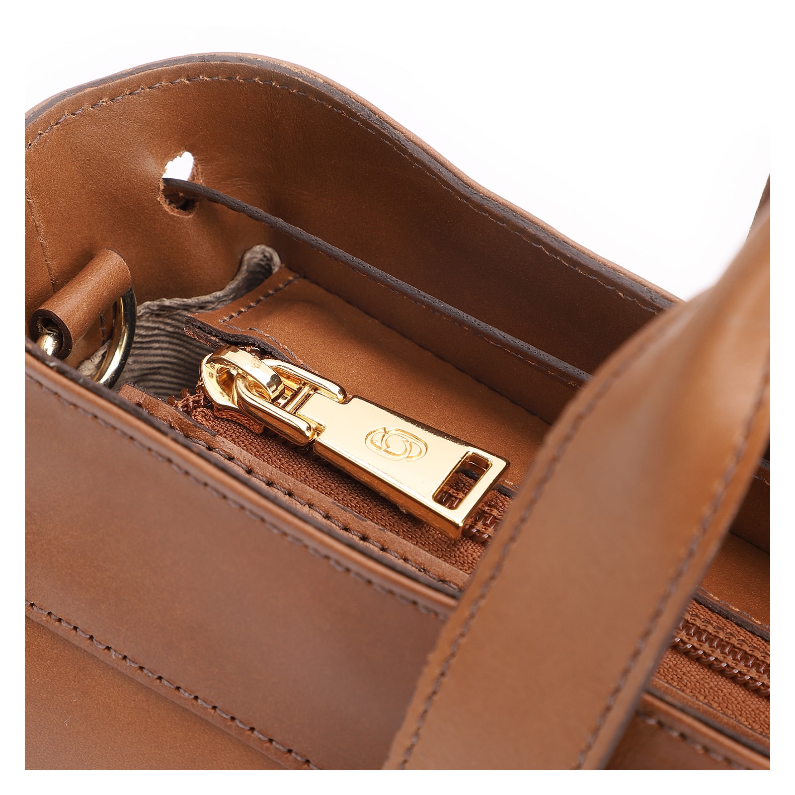 Bolsa Tote Bag Charm Couro Marrom Claro