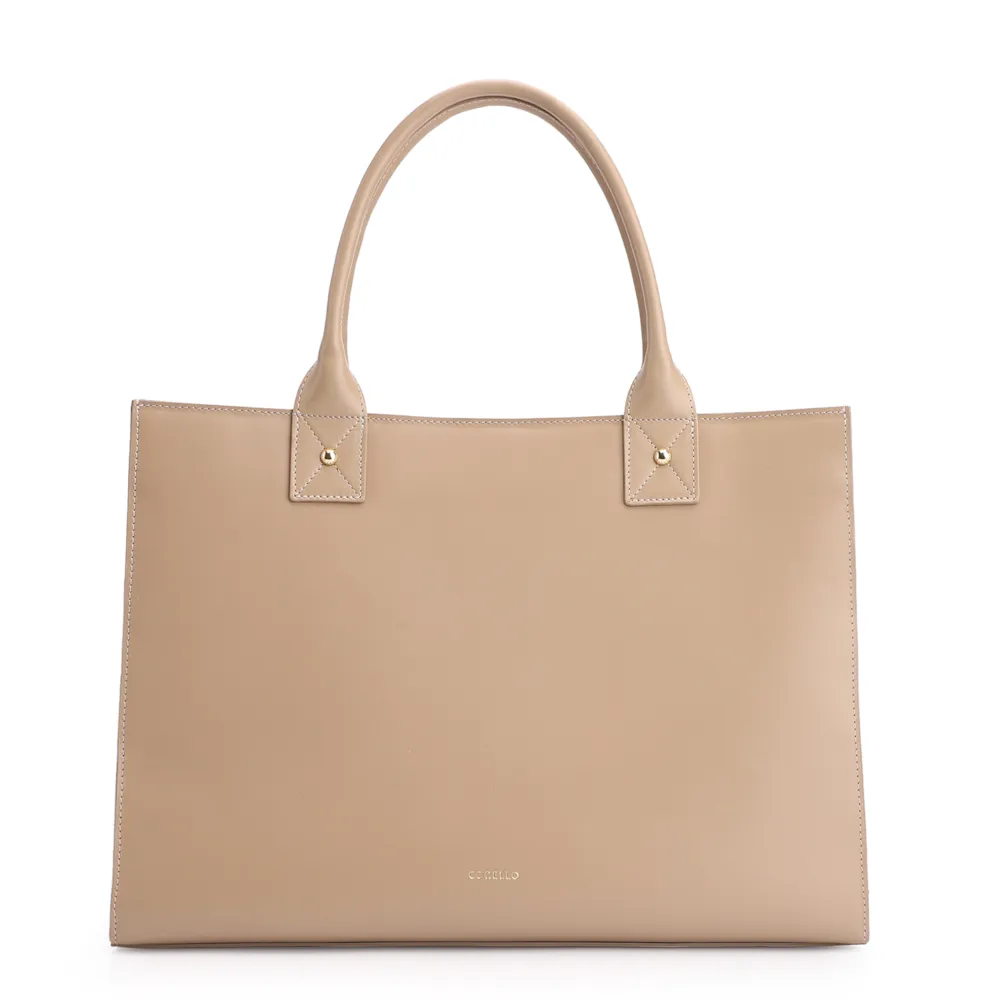 Bolsa Tote Bag Charm Couro Nobuck Croco/Couro Bege - imagem 3