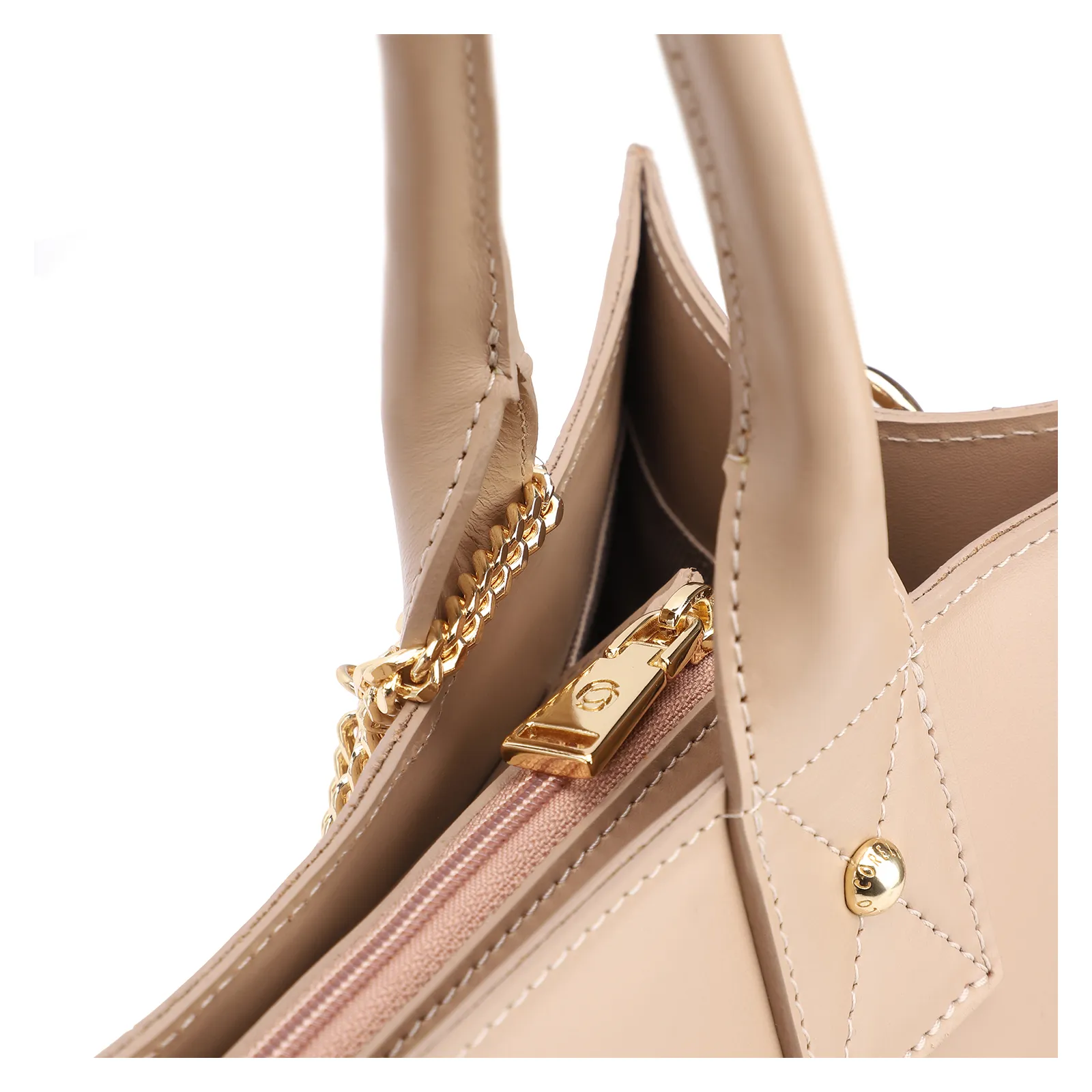 Bolsa Tote Bag Charm Couro Nobuck Croco/Couro Bege
