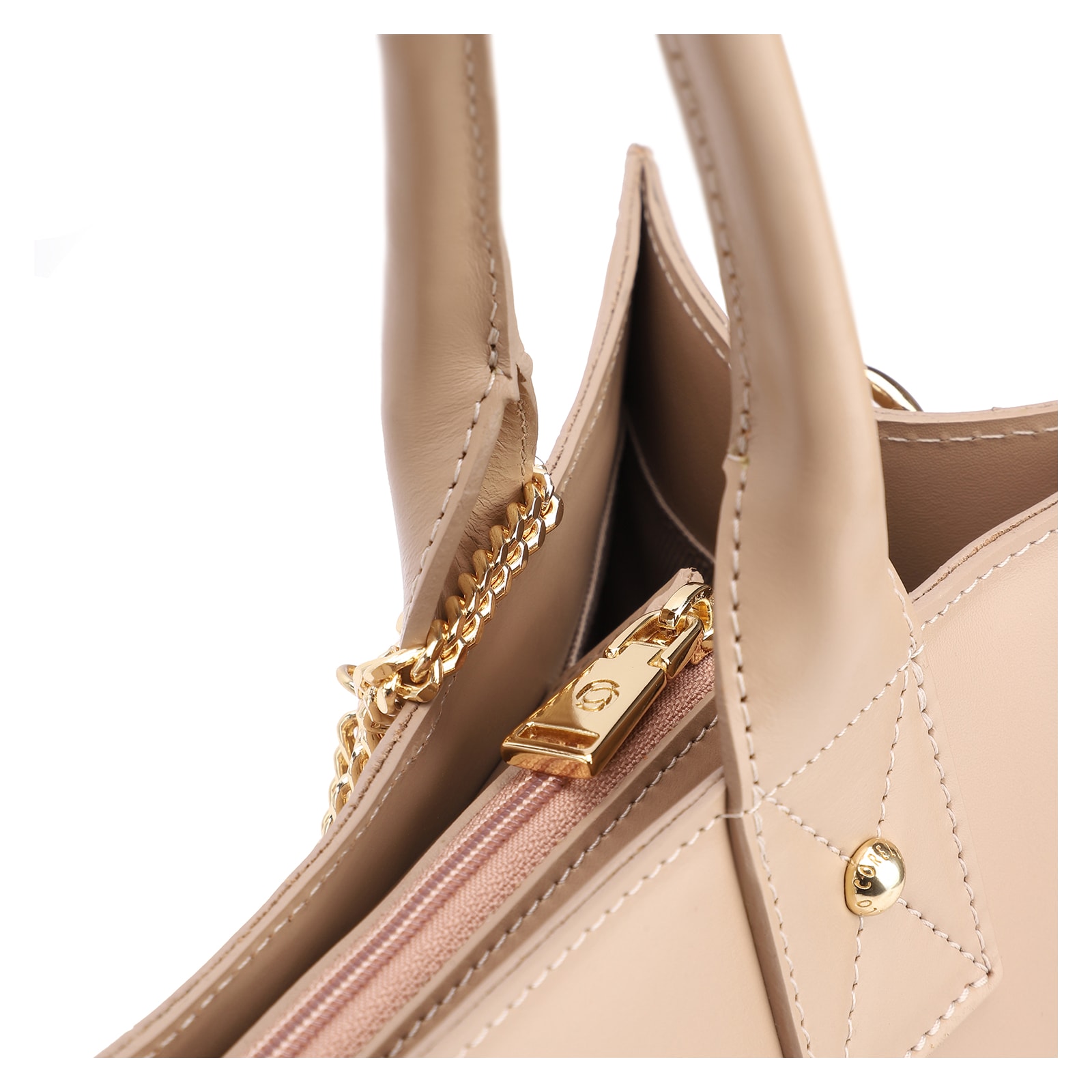 Bolsa Tote Bag Charm Couro Nobuck Croco/Couro Bege