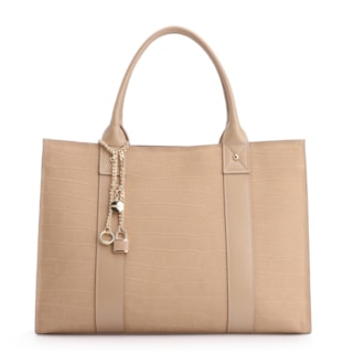 Couro Nobuck Croco/Couro Bege