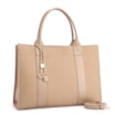 Bolsa Tote Bag Charm Couro Nobuck Croco/Couro Bege - imagem 2