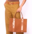 Bolsa Tote Bag Charm Couro Nobuck Croco/Couro Marrom - imagem 2