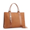 Bolsa Tote Bag Charm Couro Nobuck Croco/Couro Marrom - imagem 3
