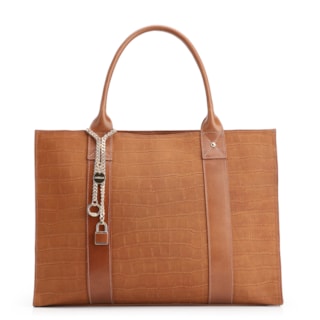 Couro Nobuck Croco/Couro Marrom