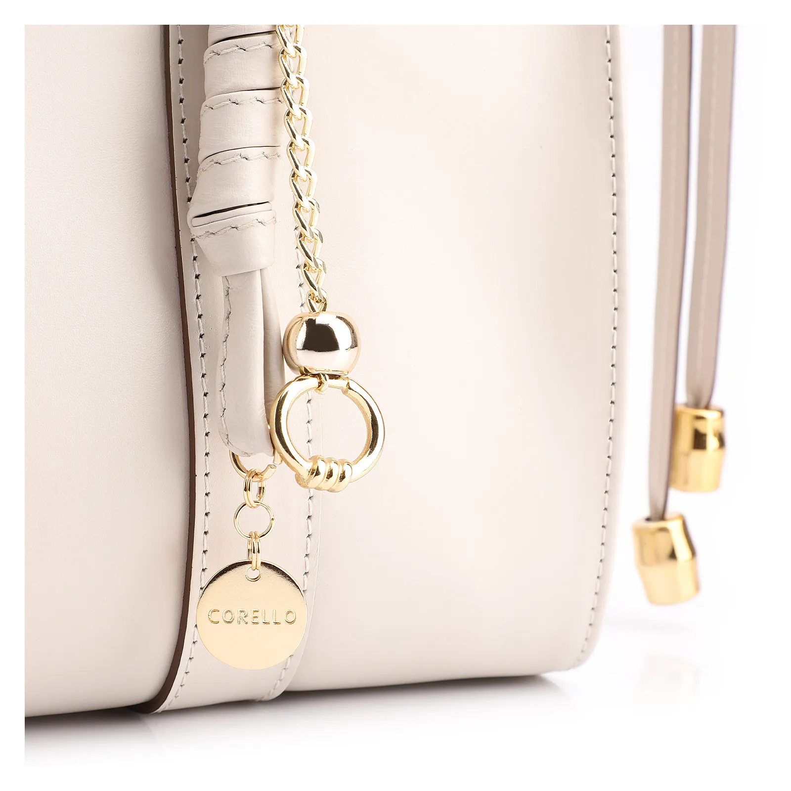 Bolsa Tote Bag Charm Couro Off White