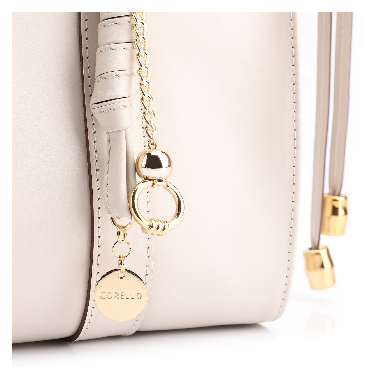 Bolsa Tote Bag Charm Couro Off White
