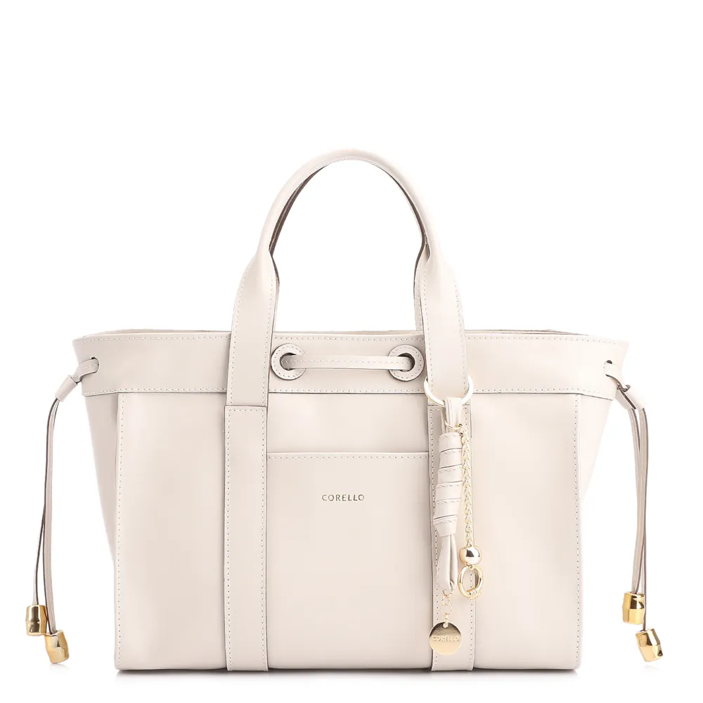 Bolsa Tote Bag Charm Couro Off White