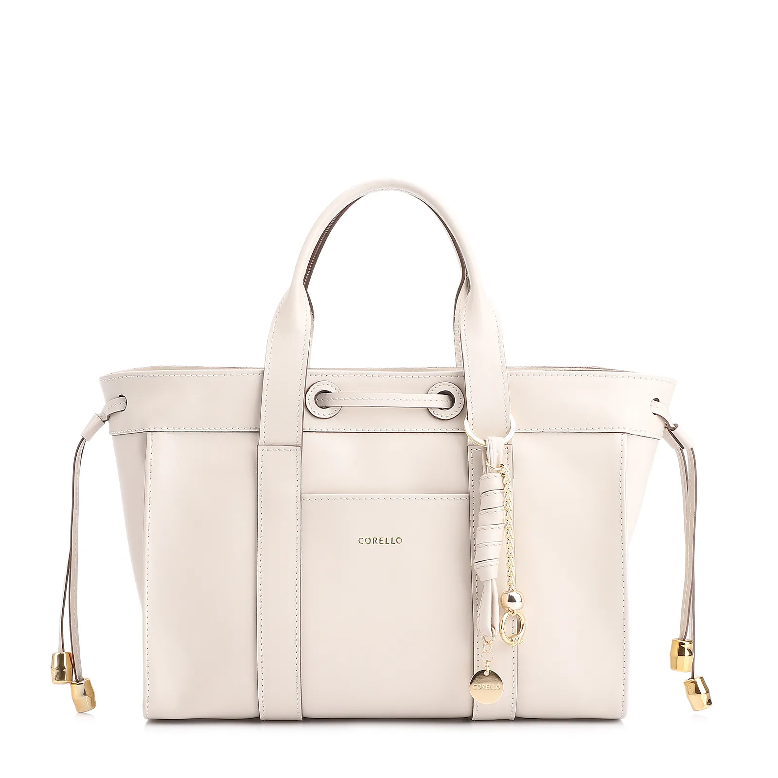 Bolsa Tote Bag Charm Couro Off White