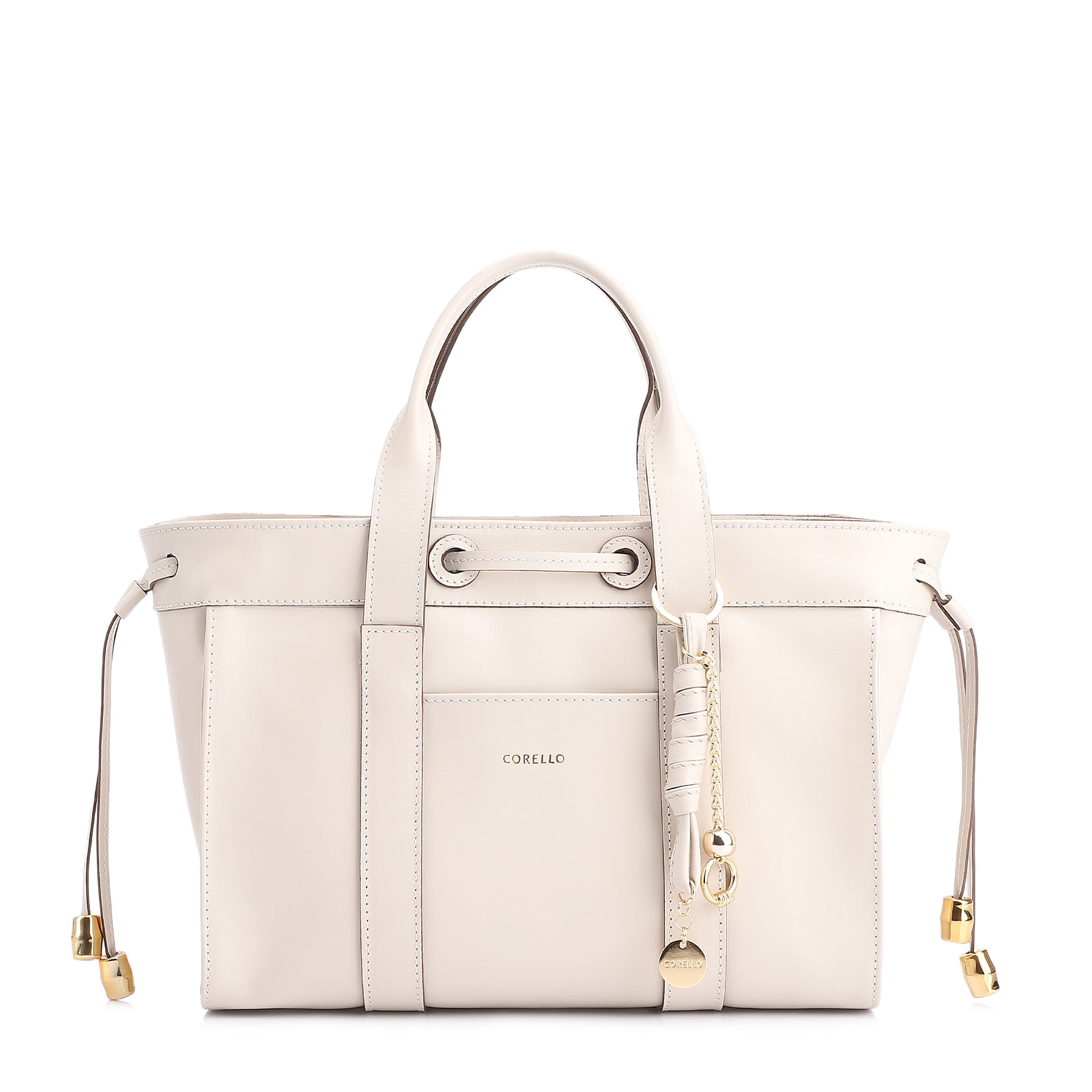 Bolsa Tote Bag Charm Couro Off White