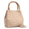 Bolsa Tote Bambu Tressê Couro Bege - imagem 3