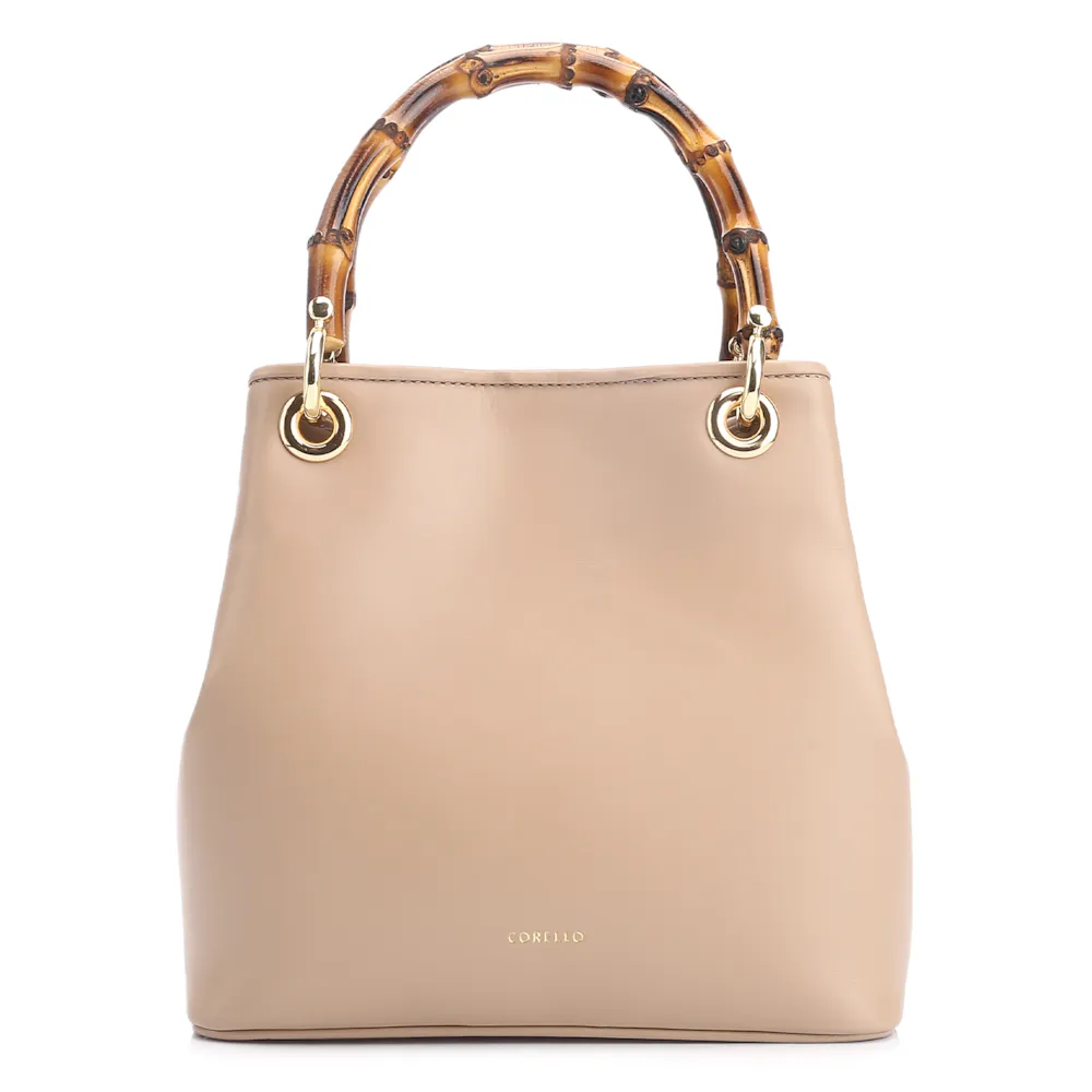 Bolsa Tote Bambu Tressê Couro Bege - imagem 4