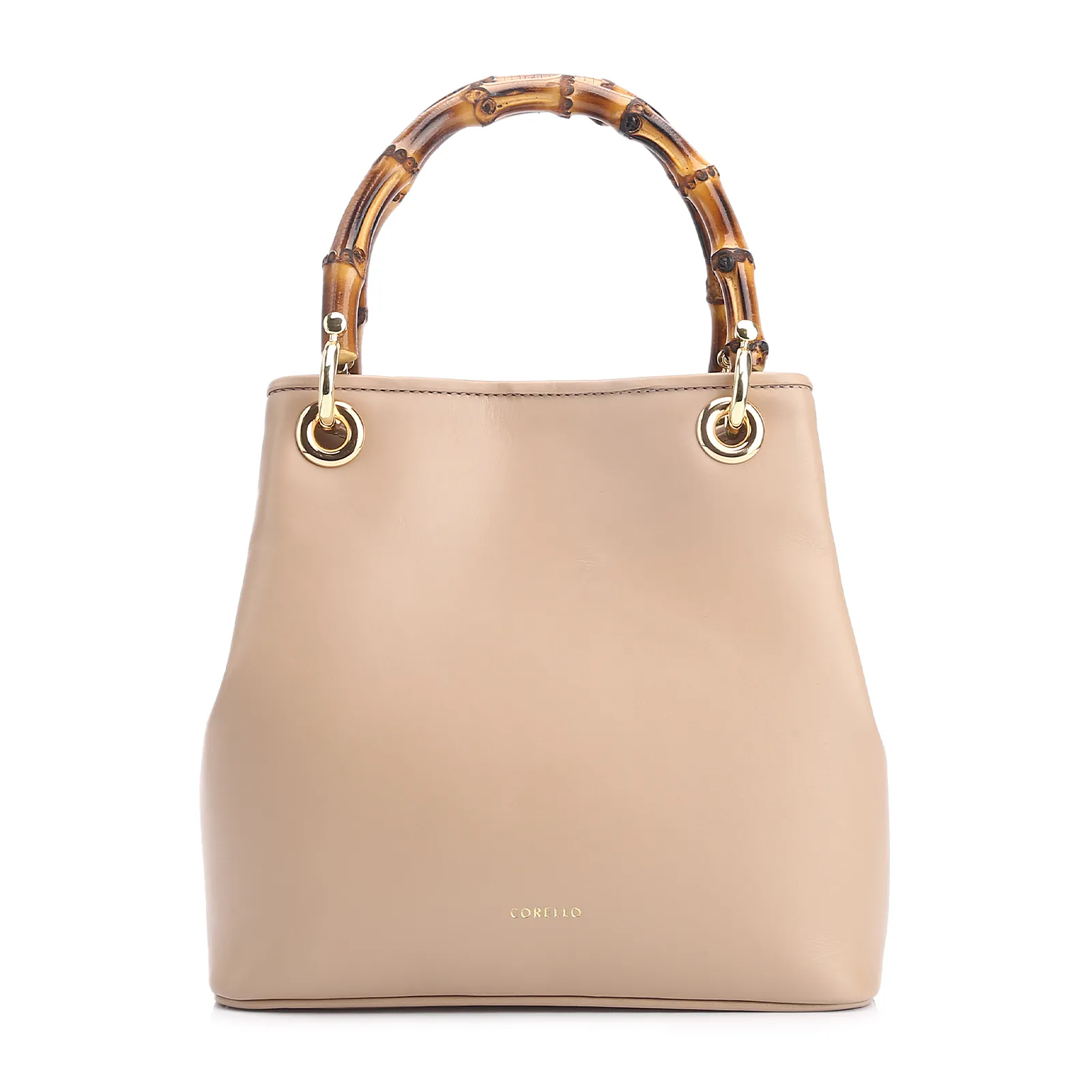 Bolsa Tote Bambu Tressê Couro Bege