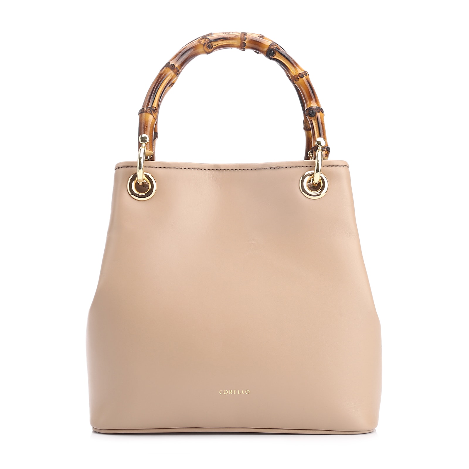 Bolsa Tote Bambu Tressê Couro Bege