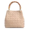 Bolsa Tote Bambu Tressê Couro Bege - imagem 1