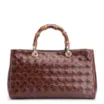 Bolsa Tote Bambu Tressê Couro Marrom - imagem 1