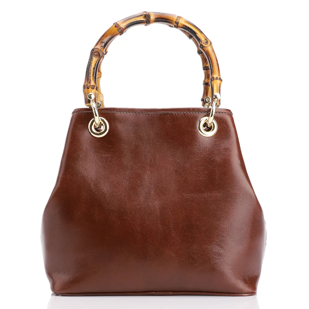 Bolsa Tote Bambu Tressê Couro Marrom - imagem 4