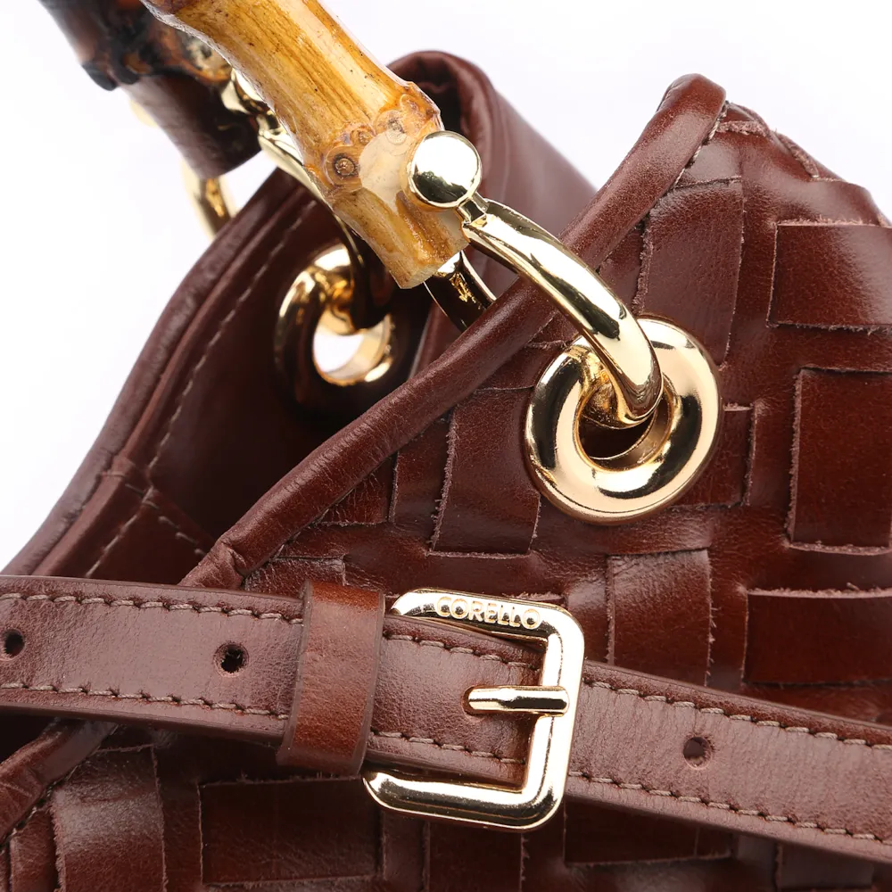 Bolsa Tote Bambu Tressê Couro Marrom - imagem 6
