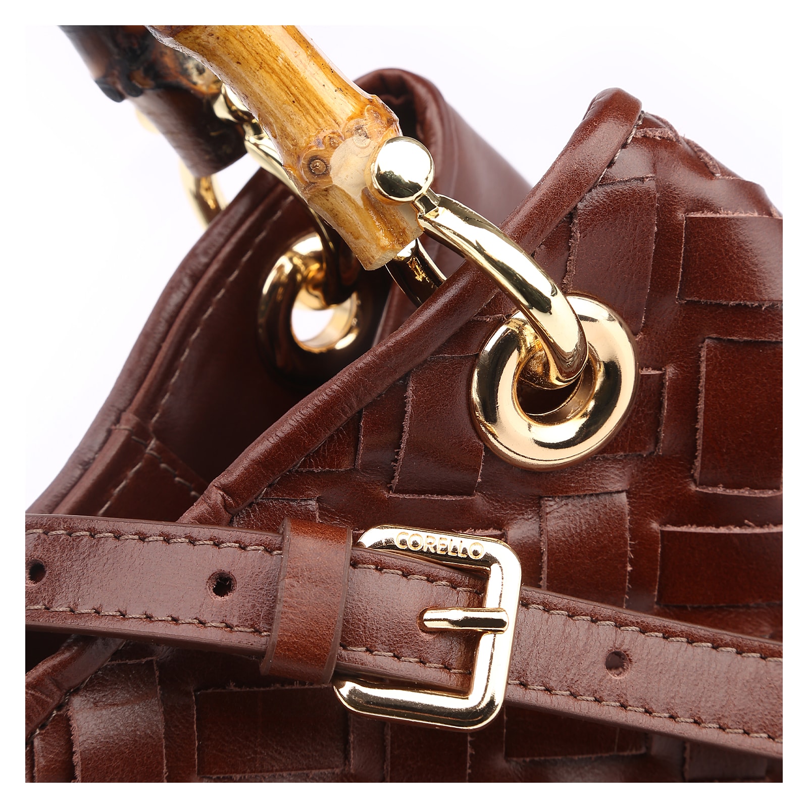 Bolsa Tote Bambu Tressê Couro Marrom