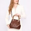 Bolsa Tote Bambu Tressê Couro Marrom - imagem 2