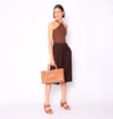 Bolsa Tote Bambu Tressê Couro Marrom Claro - imagem 9