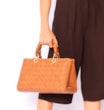 Bolsa Tote Bambu Tressê Couro Marrom Claro - imagem 2
