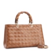 Bolsa Tote Bambu Tressê Couro Marrom Claro - imagem 3