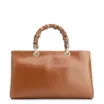 Bolsa Tote Bambu Tressê Couro Marrom Claro - imagem 4