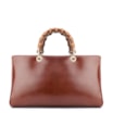 Bolsa Tote Bambu Tressê Couro Marrom Escuro - imagem 3