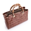 Bolsa Tote Bambu Tressê Couro Marrom Escuro - imagem 4