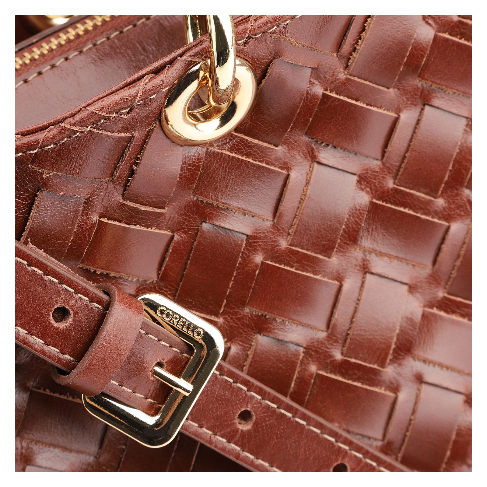 Bolsa Tote Bambu Tressê Couro Marrom Escuro