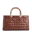 Bolsa Tote Bambu Tressê Couro Marrom Escuro - imagem 1