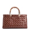 Bolsa Tote Bambu Tressê Couro Marrom Escuro - imagem 1