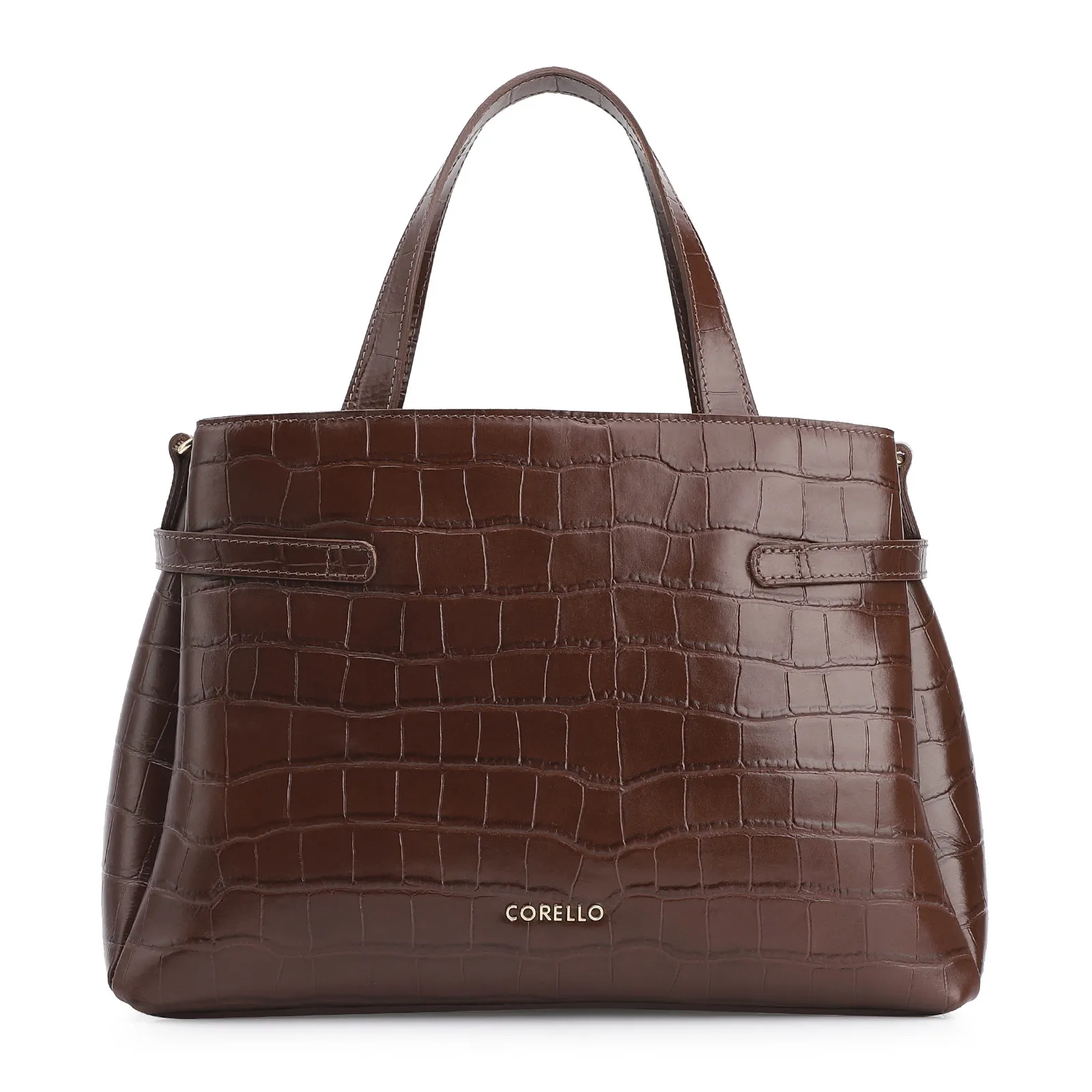 Bolsa Tote Bridão Couro Croco Marrom