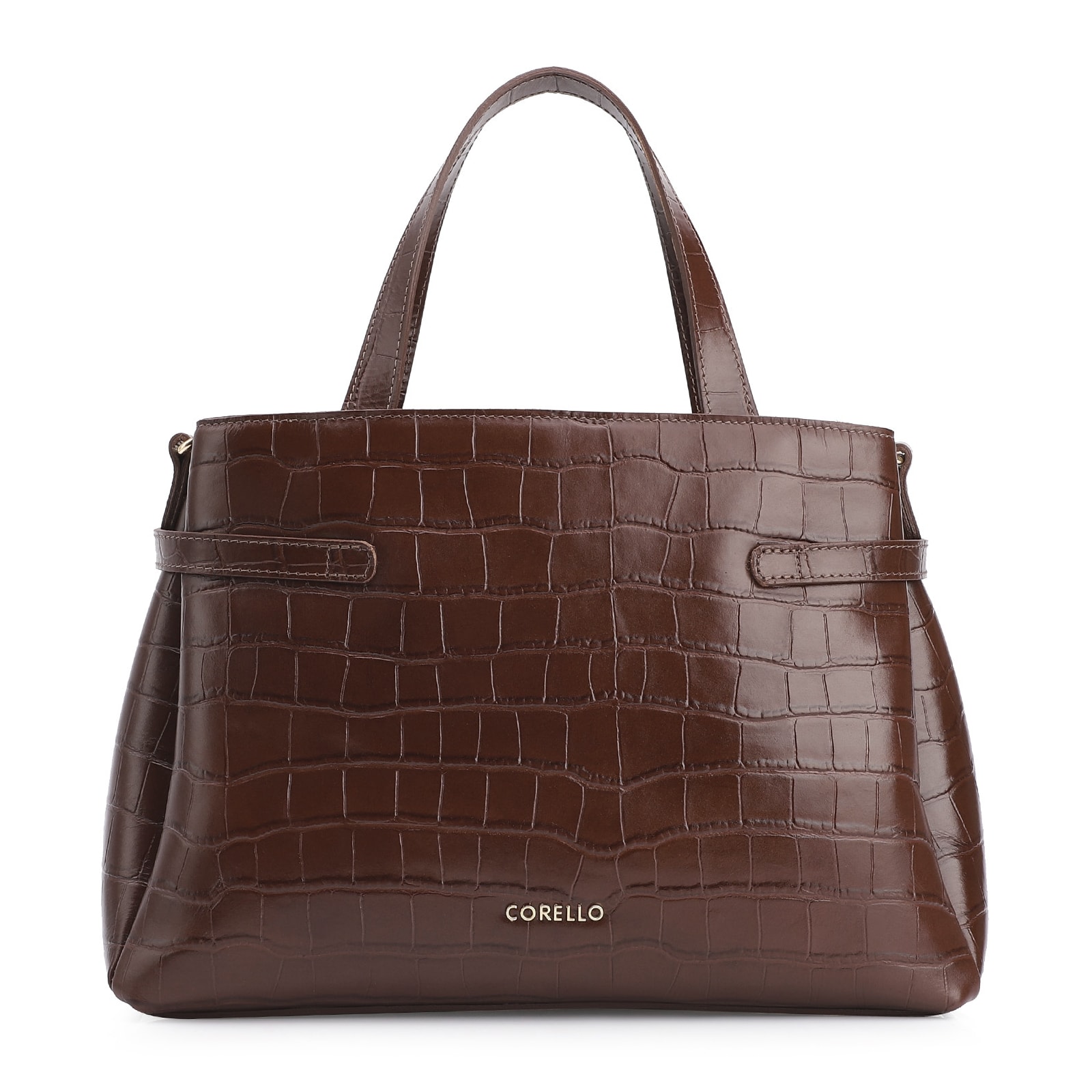 Bolsa Tote Bridão Couro Croco Marrom