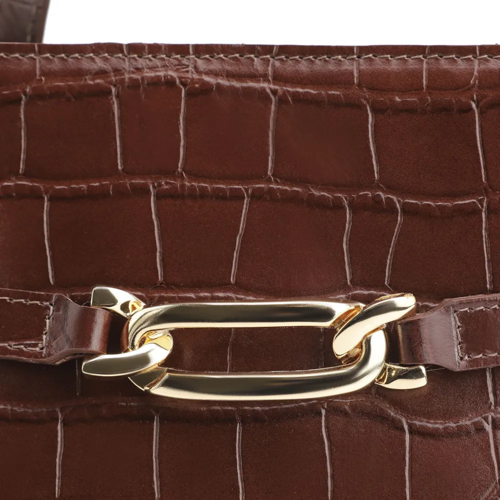 Bolsa Tote Bridão Couro Croco Marrom - imagem 7