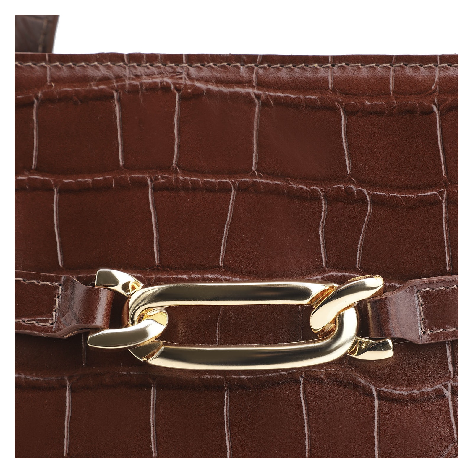 Bolsa Tote Bridão Couro Croco Marrom