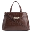 Bolsa Tote Bridão Couro Croco Marrom - imagem 1